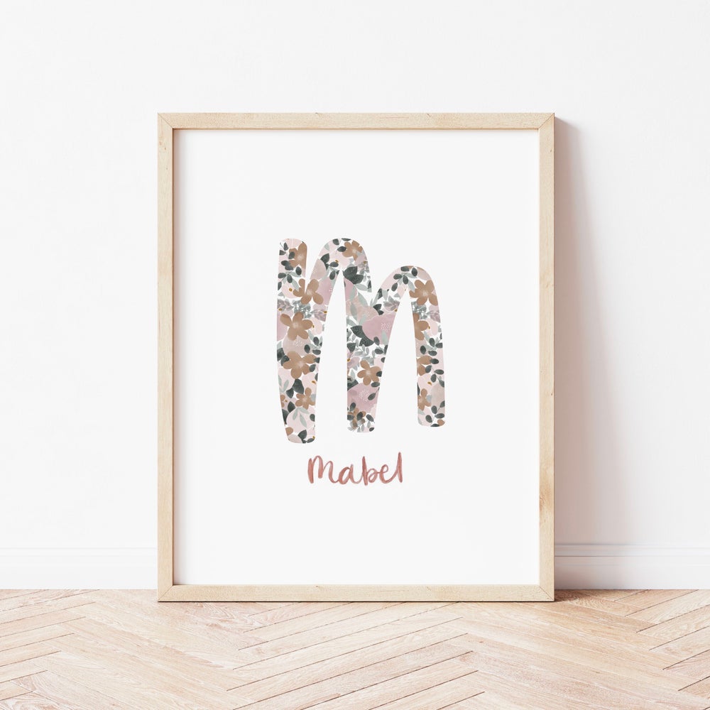 Floral Initial Print in Rust and Pink Ditsy