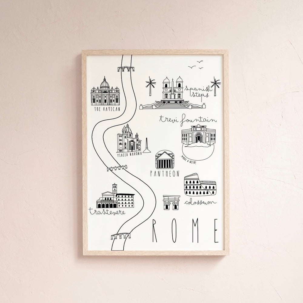 Rome Map Print - Can be personalised with names and date