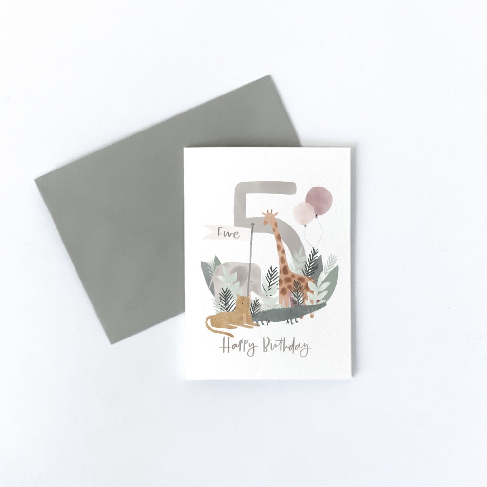 Safari Number Birthday Card 1-5 Years