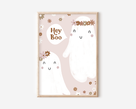Hey Boo Ghost Floral Print