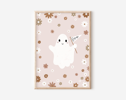 Boo Ghost Floral Print