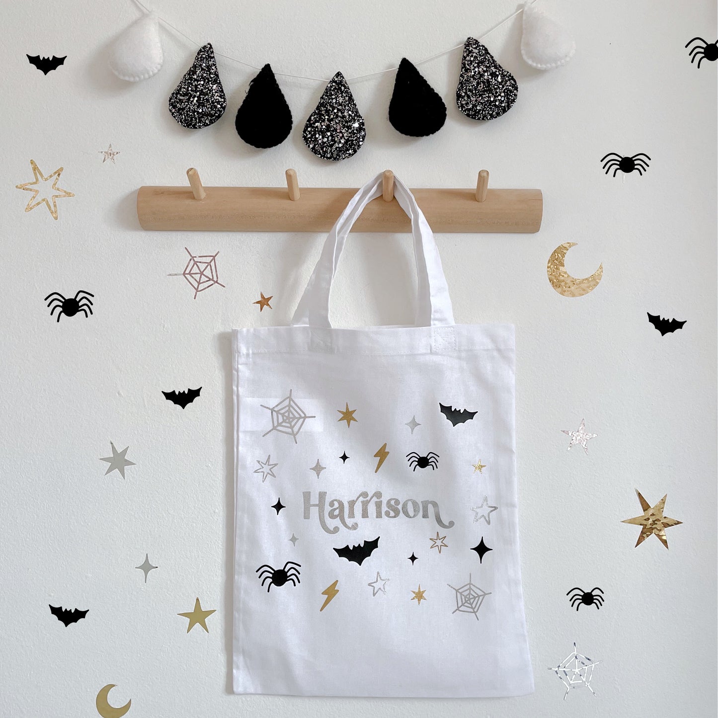 Bats and Stars Personalised Halloween Bag