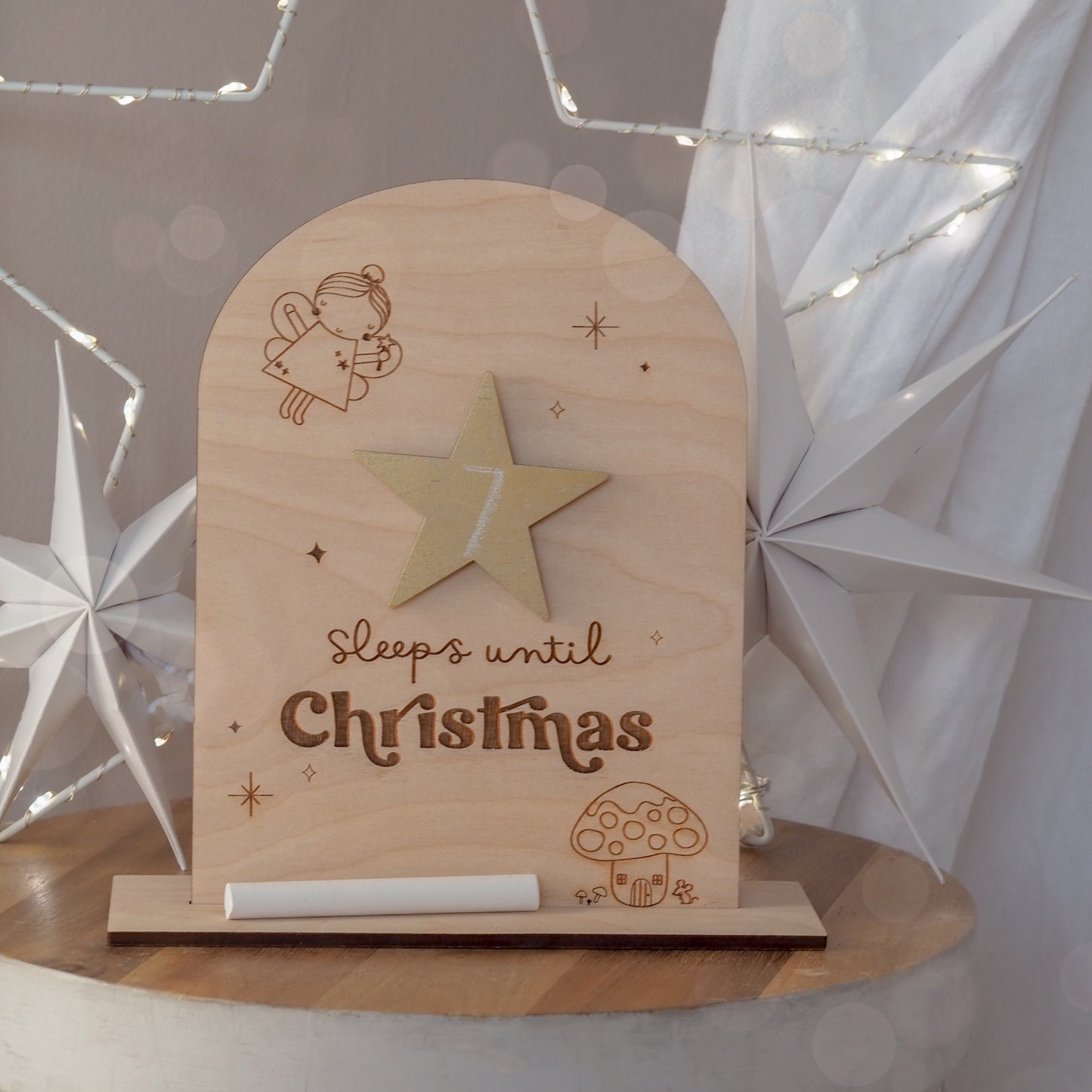 Fairy Christmas Countdown Board With Stand And Chalk
