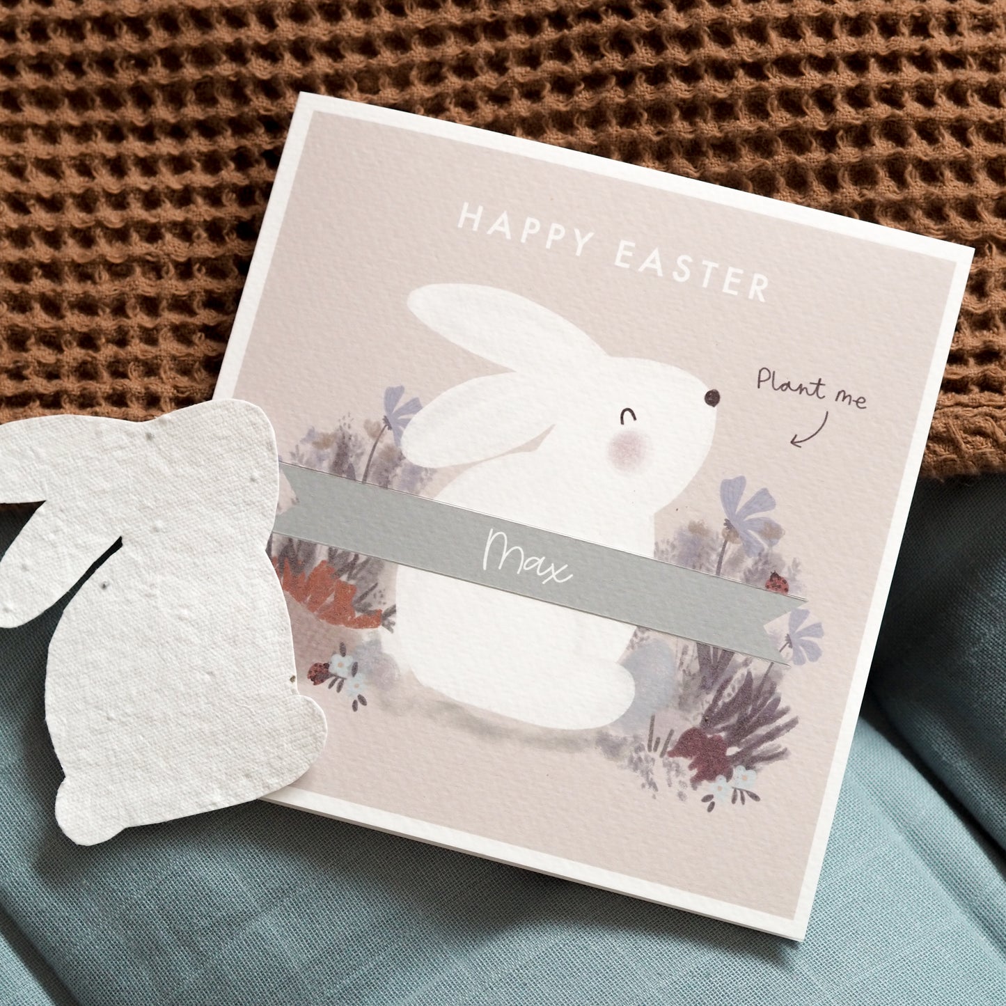 Easter Day Card With Plantable Seed Bunny Vegetable Patch - Can Be Personalised