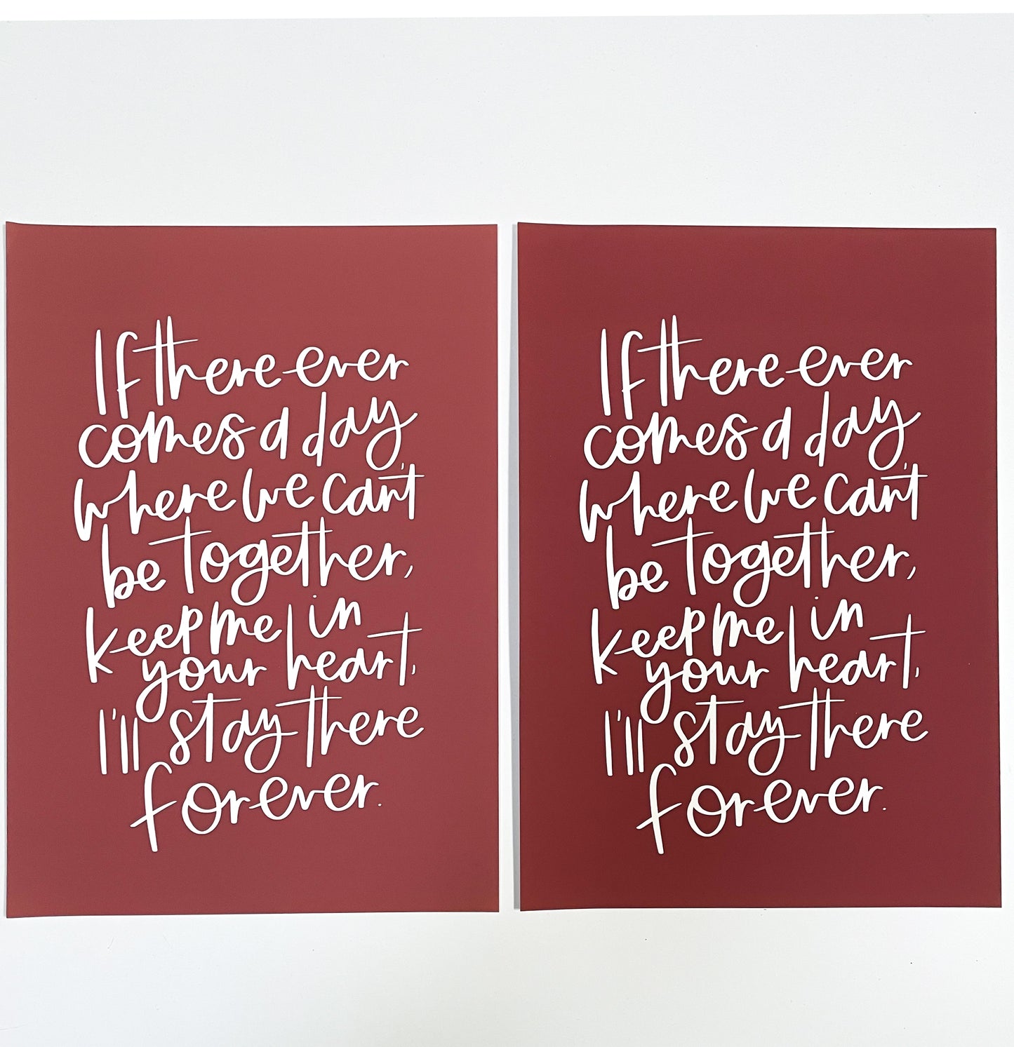 Keep me in your heart quote print Sample Sale - A4 Brick red