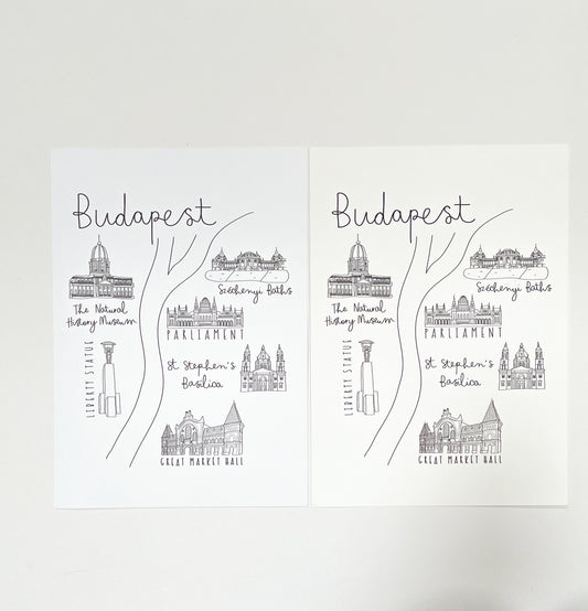 Budapest map print Sample Sale - 8x10”, A4, A3