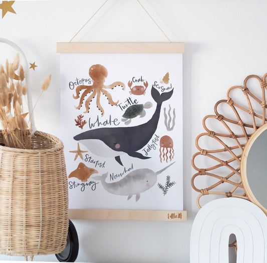 Sea Animals Print Rust Sample Sale - A3