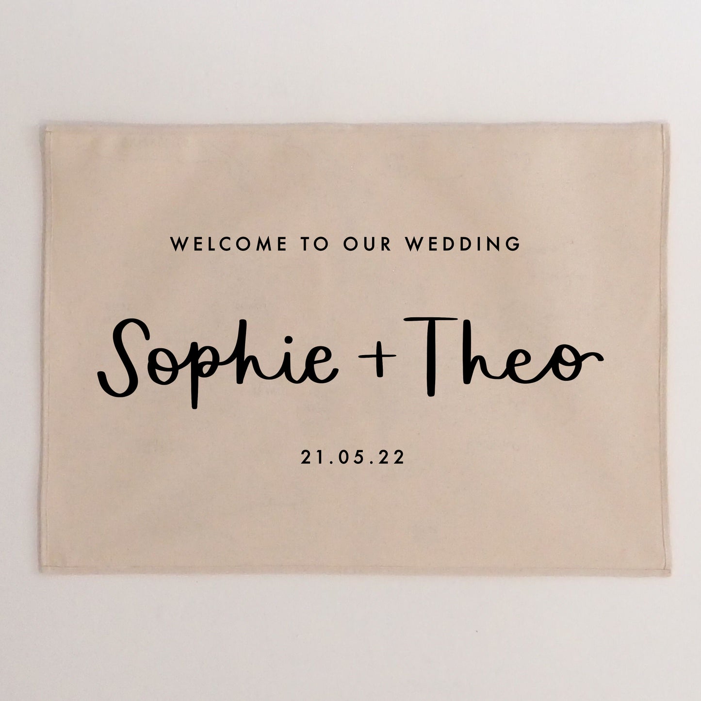 Wedding Welcome Sign Wall Hanging Can Be Personalised 50x70cm - more colours and layout options available.